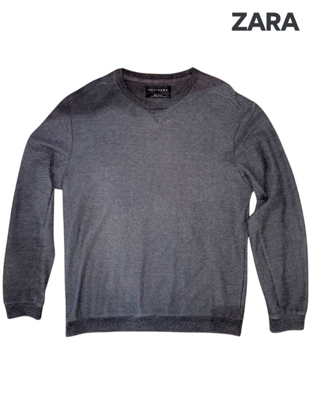 Zara Men's Ribbed Sweatshirt in Charcoal - XL